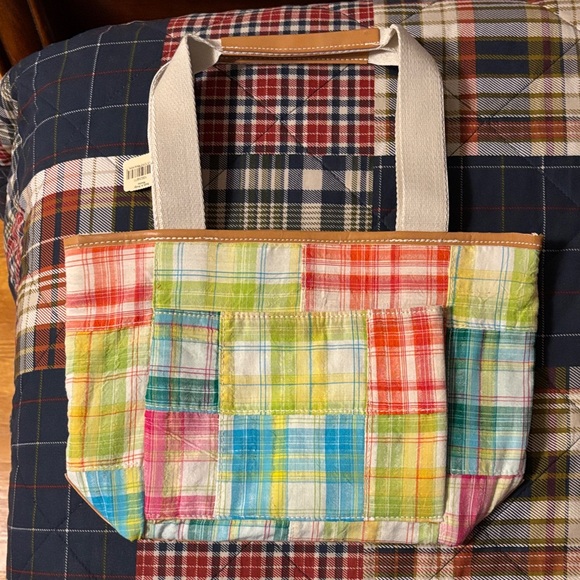 Bath & Body Works Handbags - Bath & Body Works Vibrant Plaid Tote